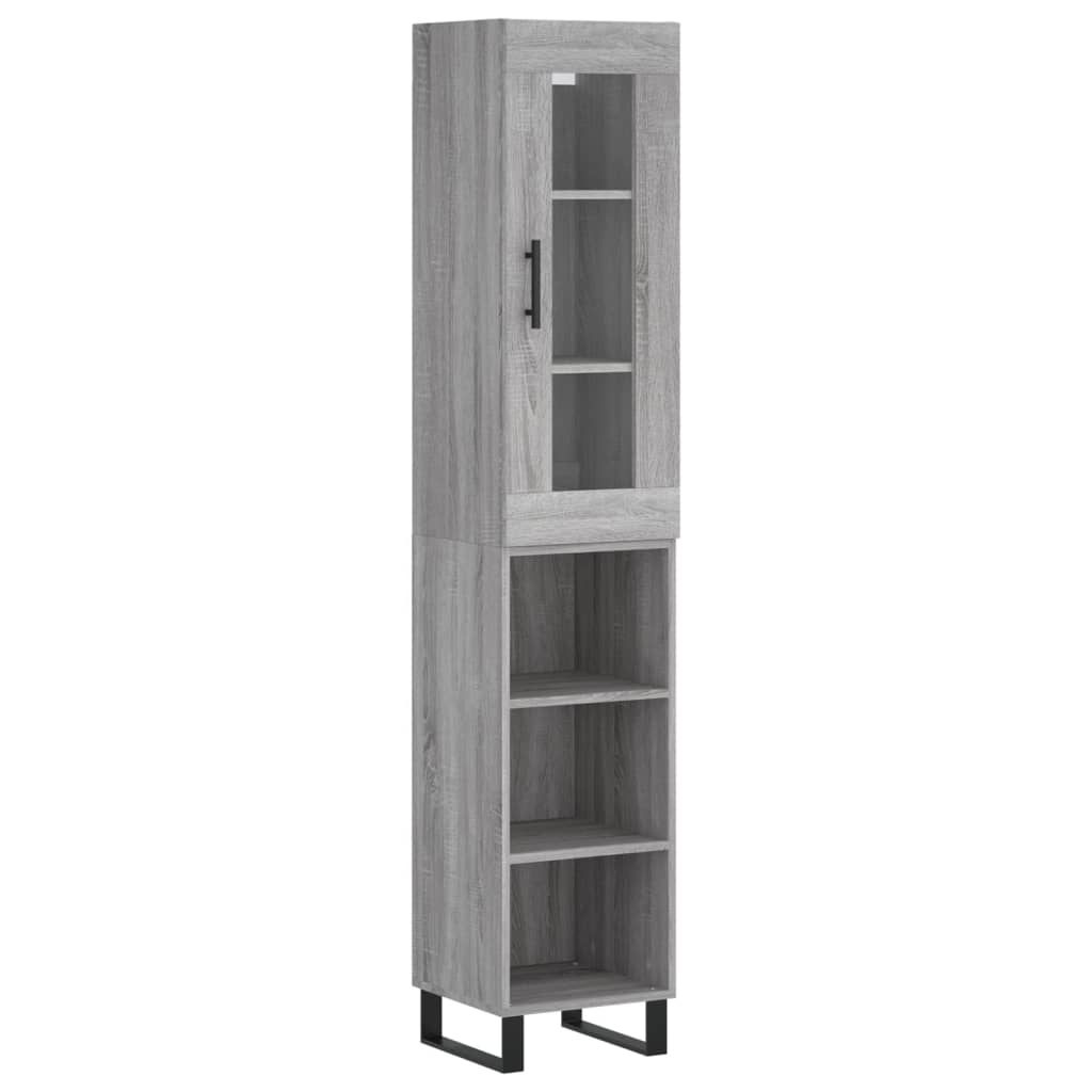 Highboard grå sonoma 34,5x34x180 cm konstruert tre