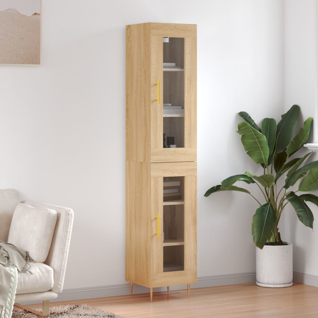 Highboard sonoma eik 34,5x34x180 cm konstruert tre vidaXL