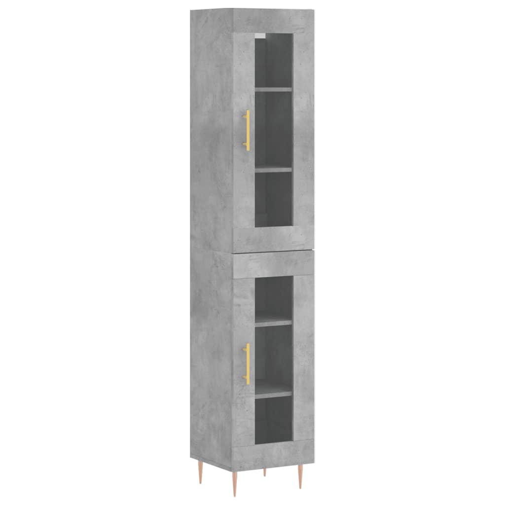 Highboard betonggrå 34,5x34x180 cm konstruert tre