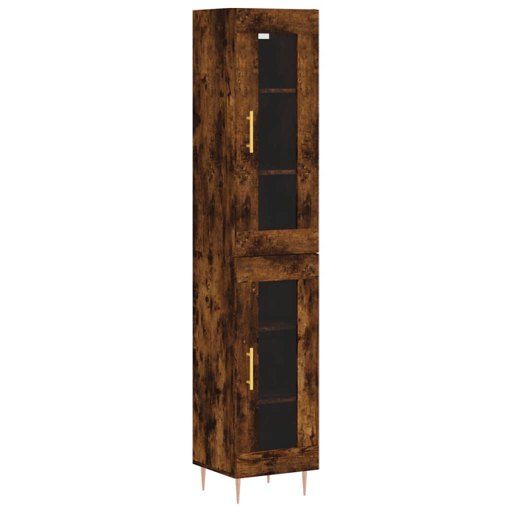 Highboard røkt eik 34,5x34x180 cm konstruert tre