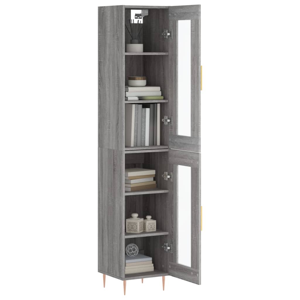 Highboard grå sonoma 34,5x34x180 cm konstruert tre