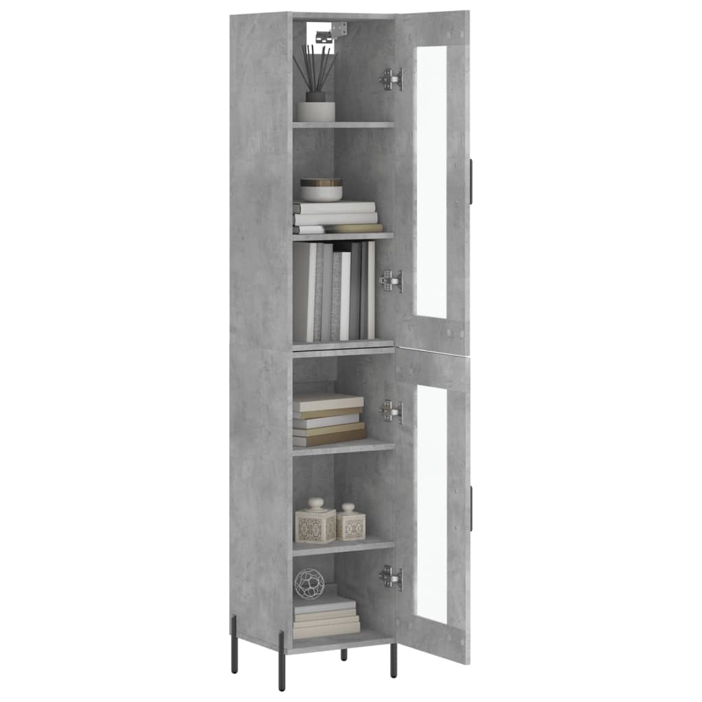 Highboard betonggrå 34,5x34x180 cm konstruert tre