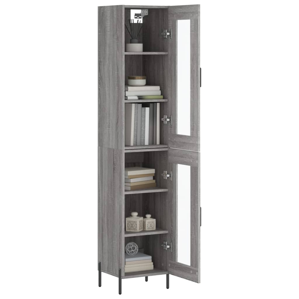 Highboard grå sonoma 34,5x34x180 cm konstruert tre