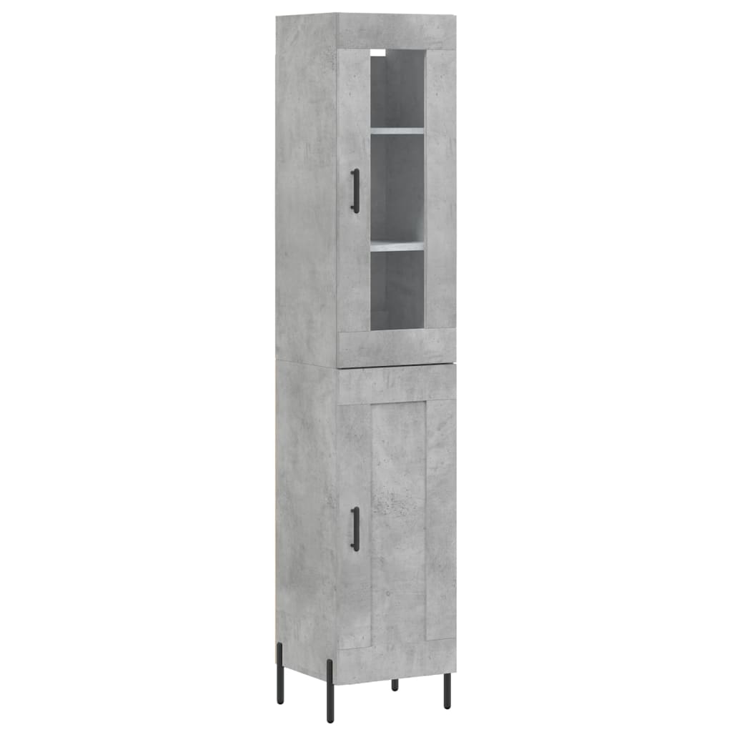 Highboard betonggrå 34,5x34x180 cm konstruert tre