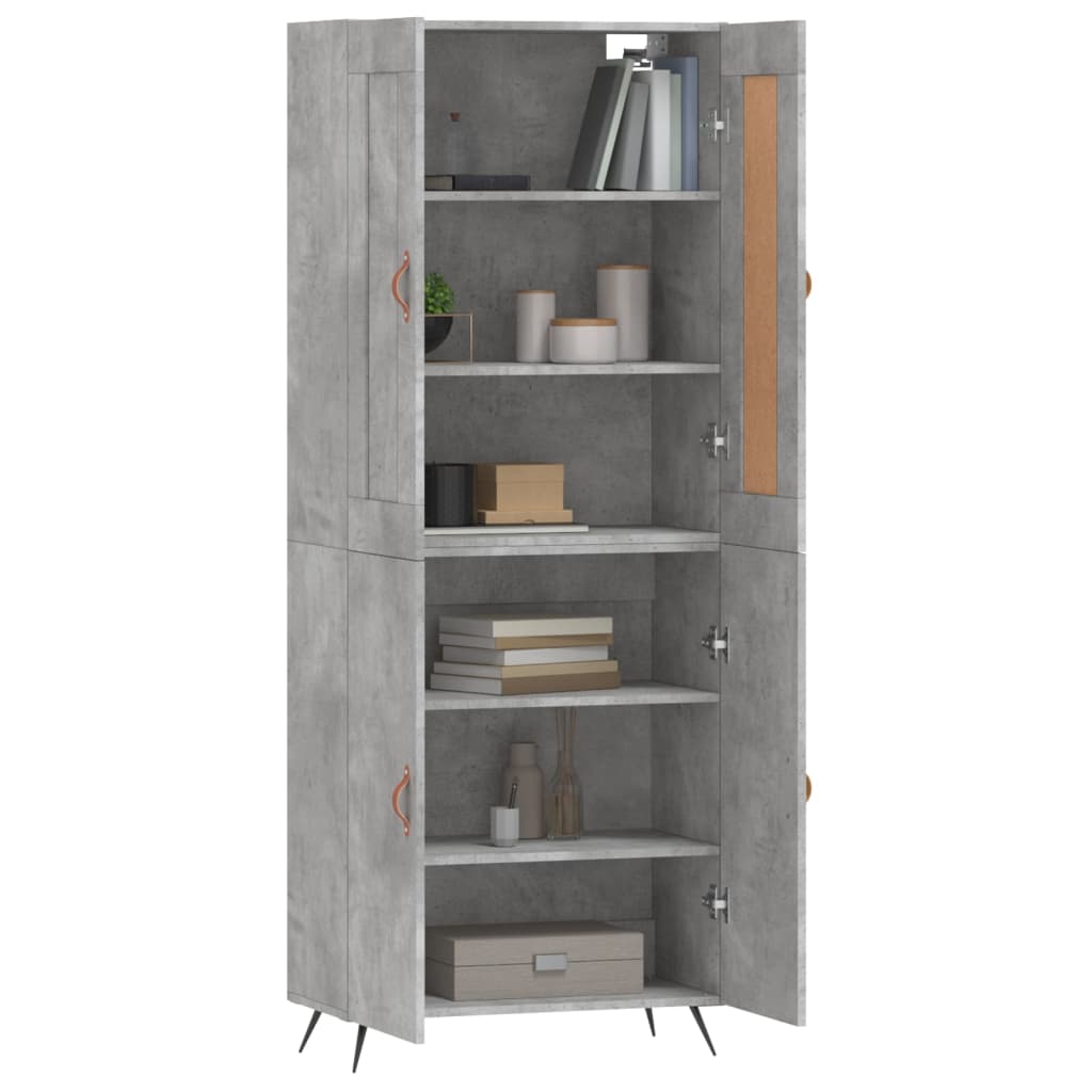 Highboard betonggrå 69,5x34x180 cm konstruert tre