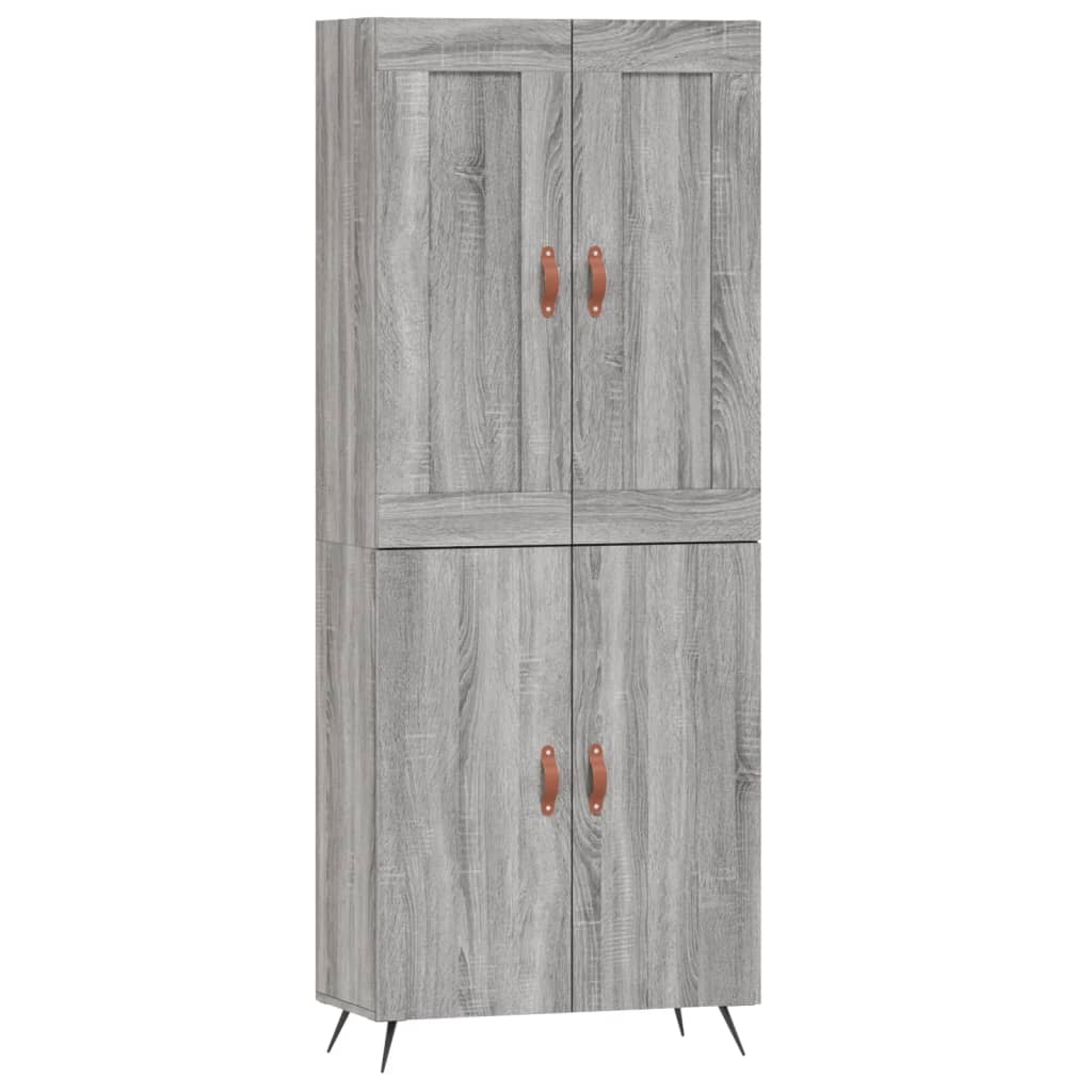 Highboard grå sonoma 69,5x34x180 cm konstruert tre