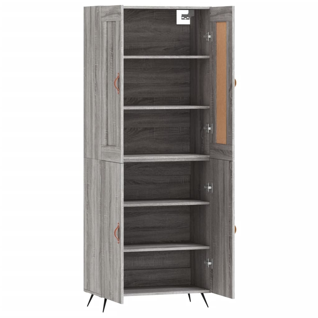 Highboard grå sonoma 69,5x34x180 cm konstruert tre