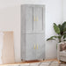 Highboard betonggrå 69,5x34x180 cm konstruert tre