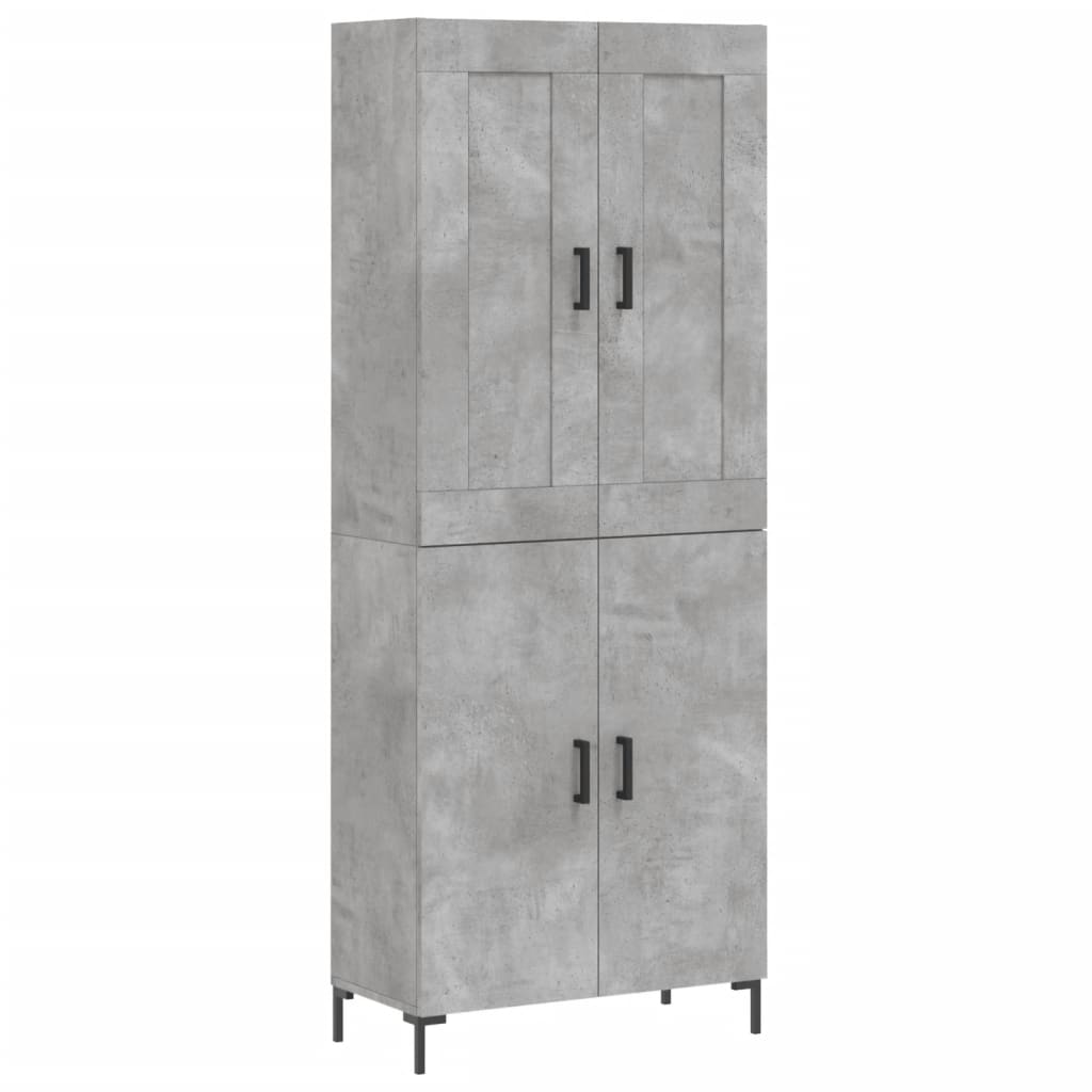 Highboard betonggrå 69,5x34x180 cm konstruert tre