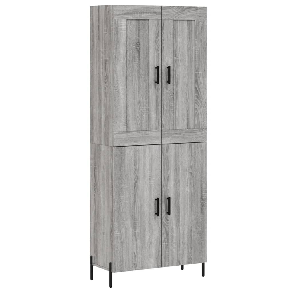 Highboard grå sonoma 69,5x34x180 cm konstruert tre