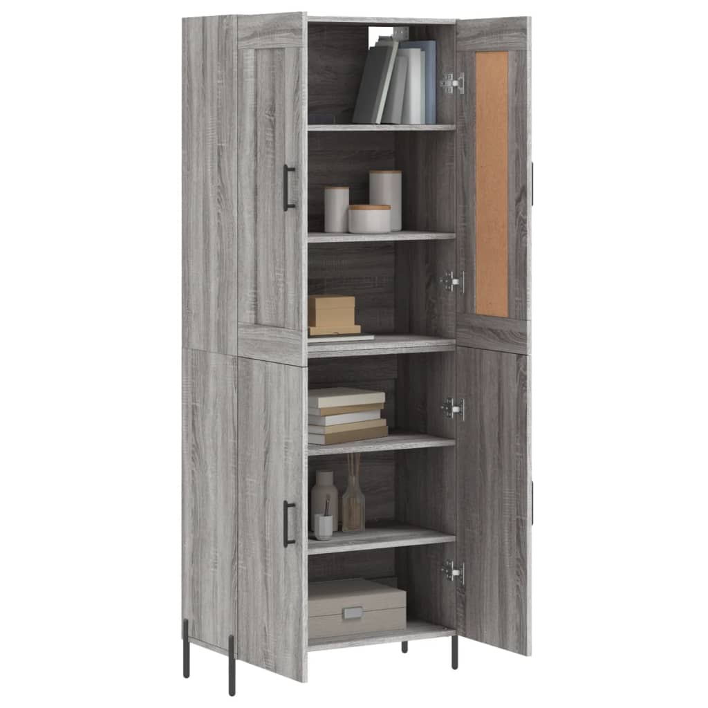 Highboard grå sonoma 69,5x34x180 cm konstruert tre