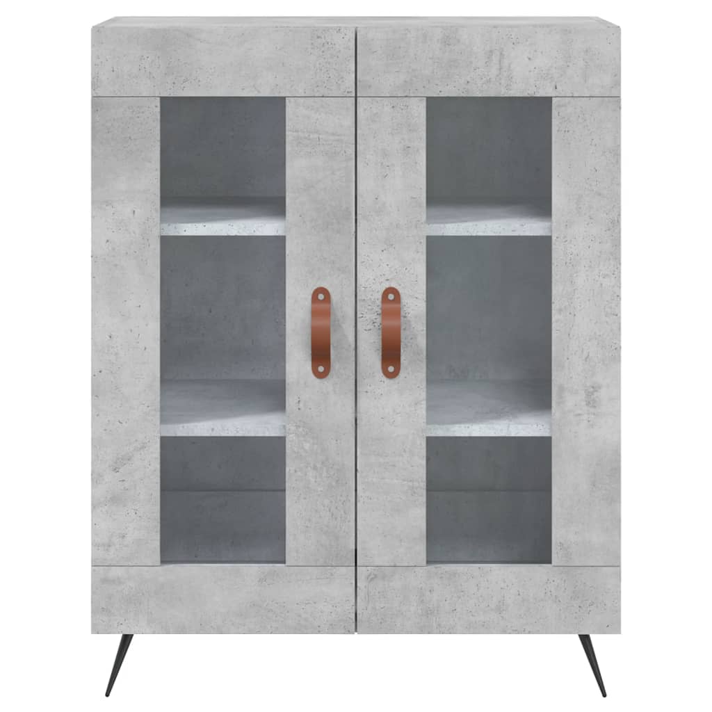 Highboard betonggrå 69,5x34x180 cm konstruert tre