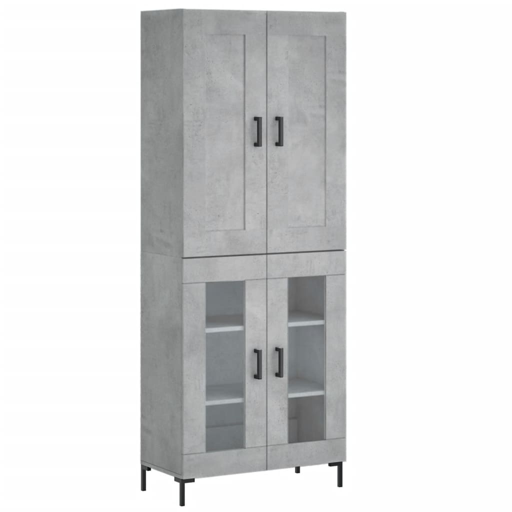 Highboard betonggrå 69,5x34x180 cm konstruert tre