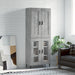 Highboard betonggrå 69,5x34x180 cm konstruert tre