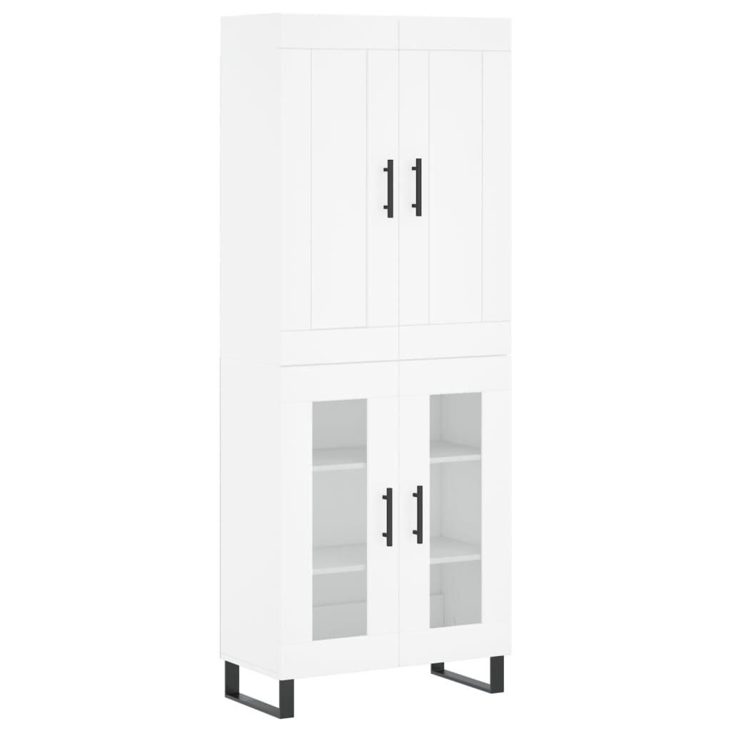 Highboard hvit 69,5x34x180 cm konstruert tre