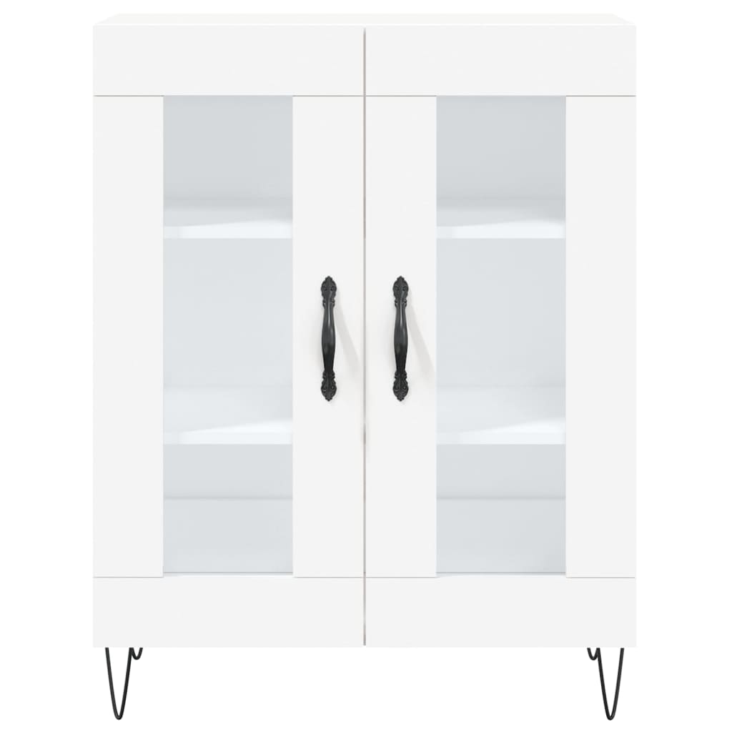 Highboard hvit 69,5x34x180 cm konstruert tre