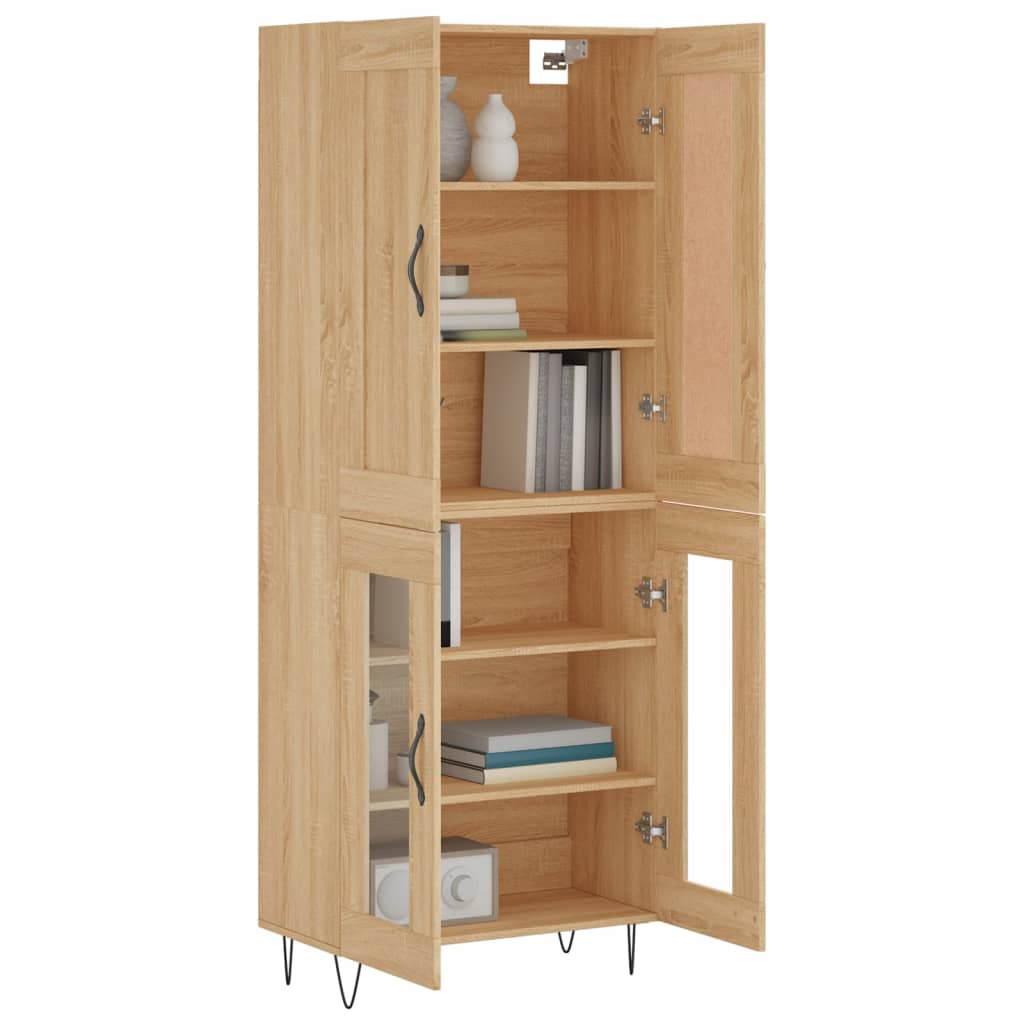 Highboard sonoma eik 69,5x34x180 cm konstruert tre
