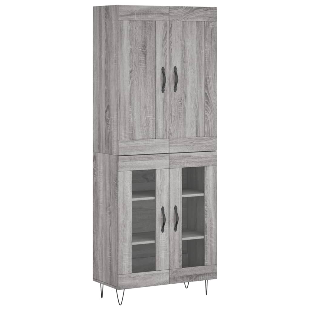 Highboard grå sonoma 69,5x34x180 cm konstruert tre