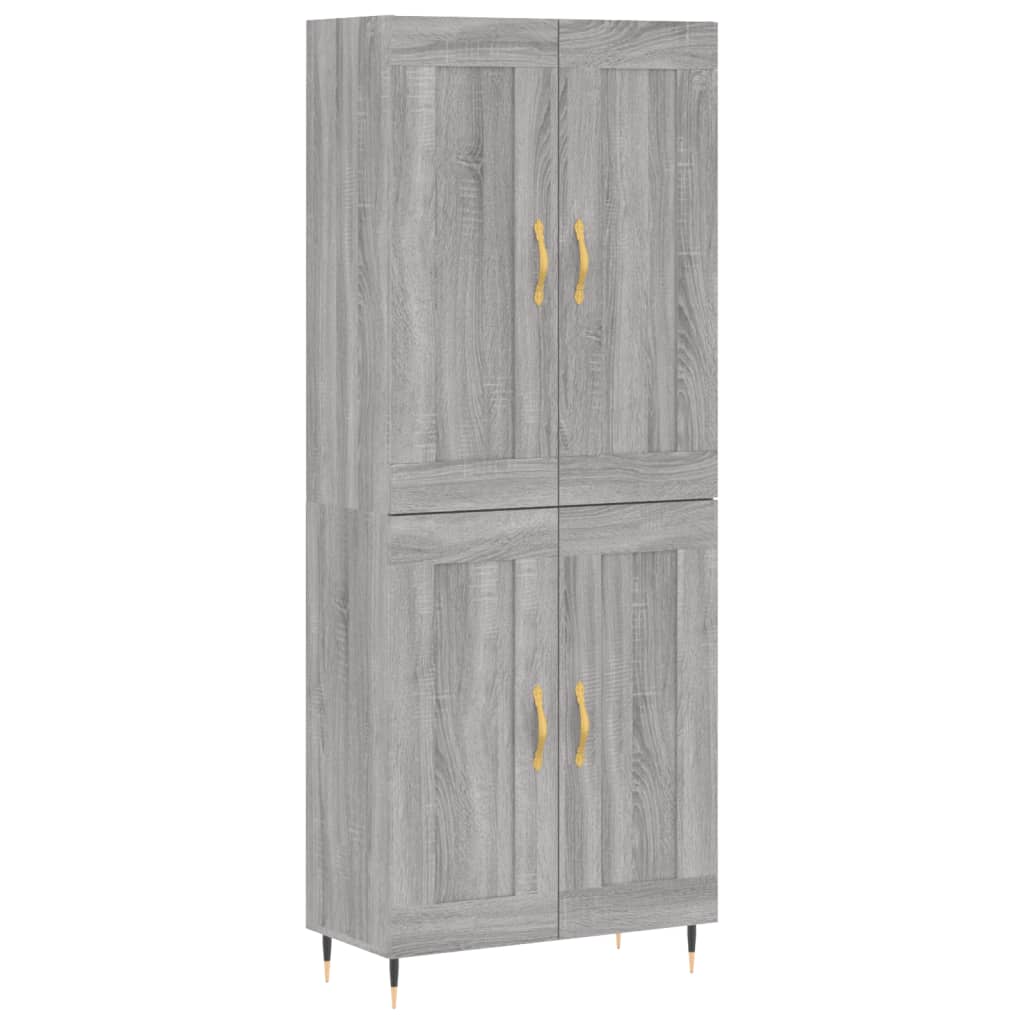 Highboard grå sonoma 69,5x34x180 cm konstruert tre