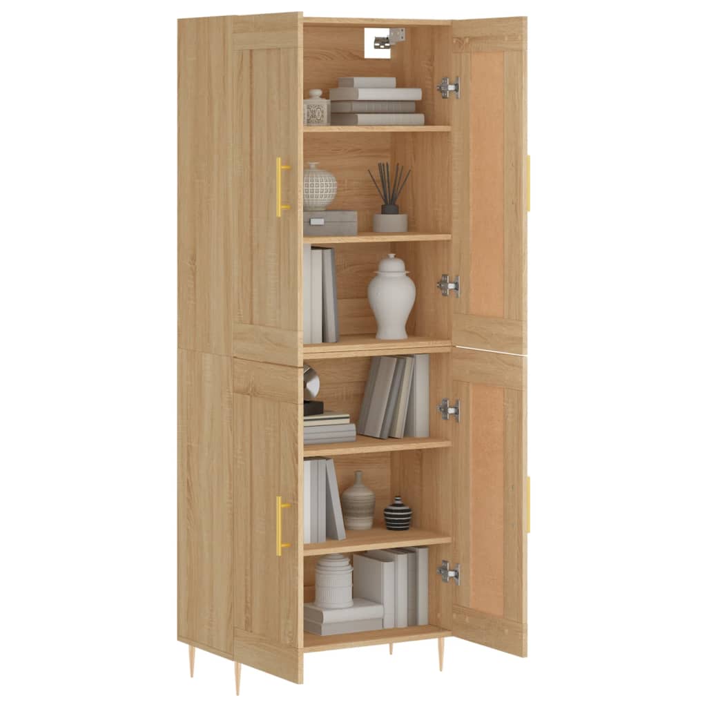 Highboard sonoma eik 69,5x34x180 cm konstruert tre