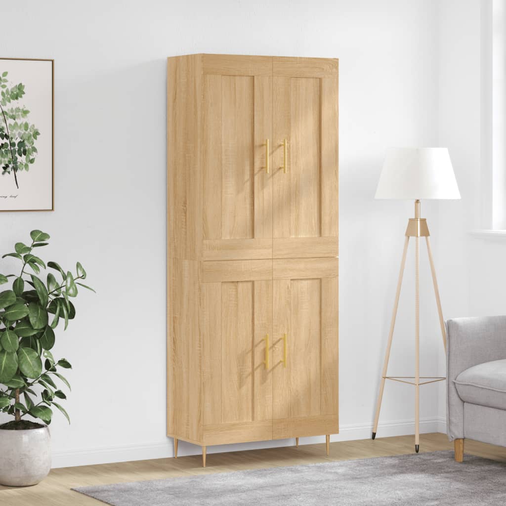 Highboard sonoma eik 69,5x34x180 cm konstruert tre
