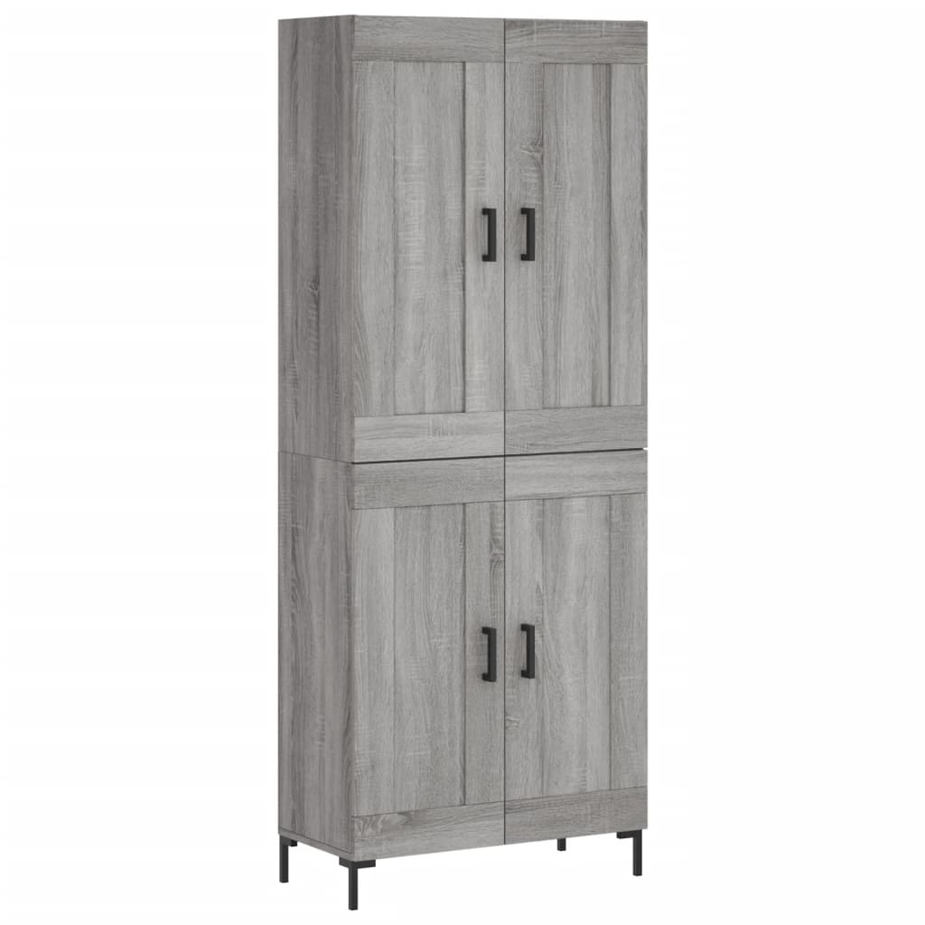 Highboard grå sonoma 69,5x34x180 cm konstruert tre