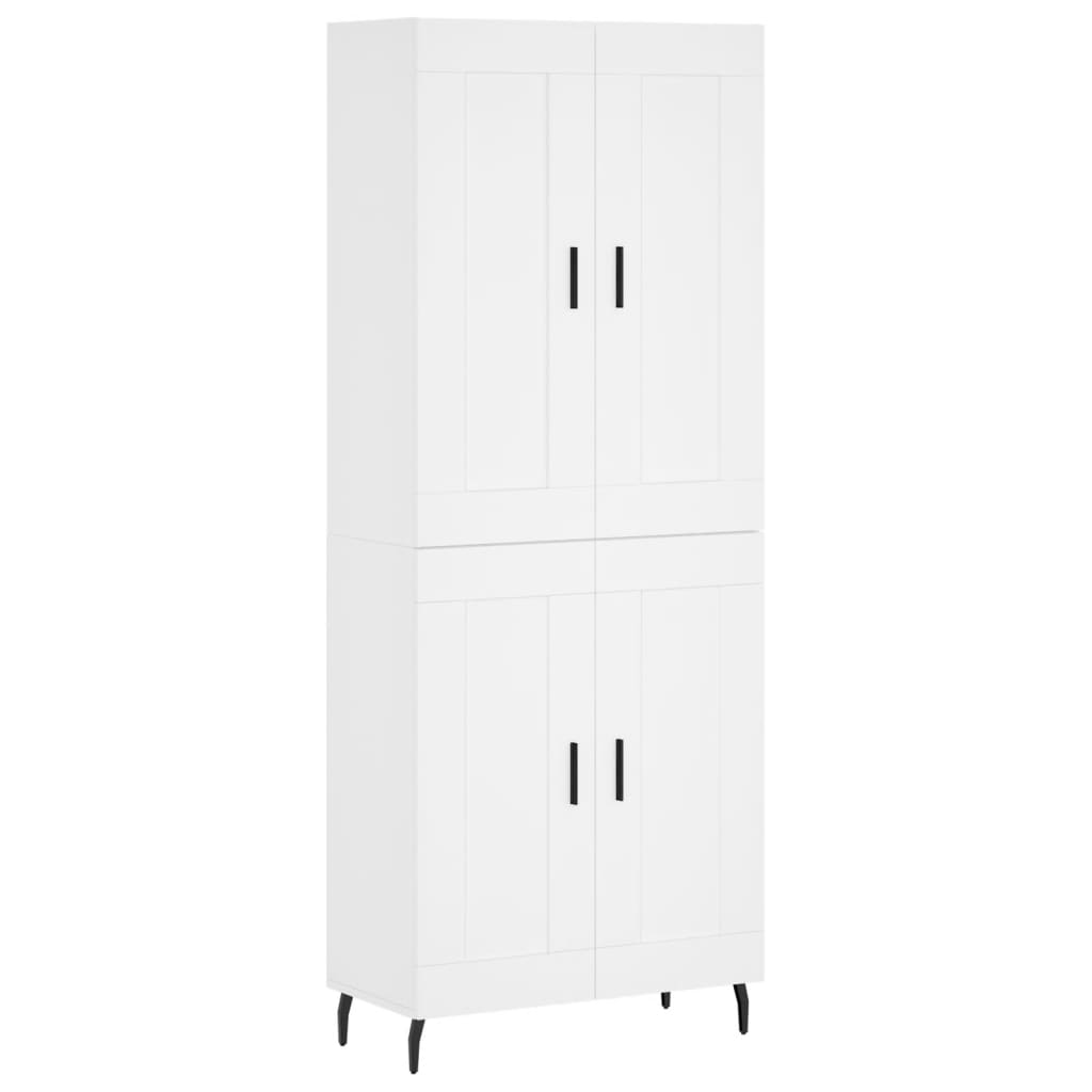 Highboard hvit 69,5x34x180 cm konstruert tre