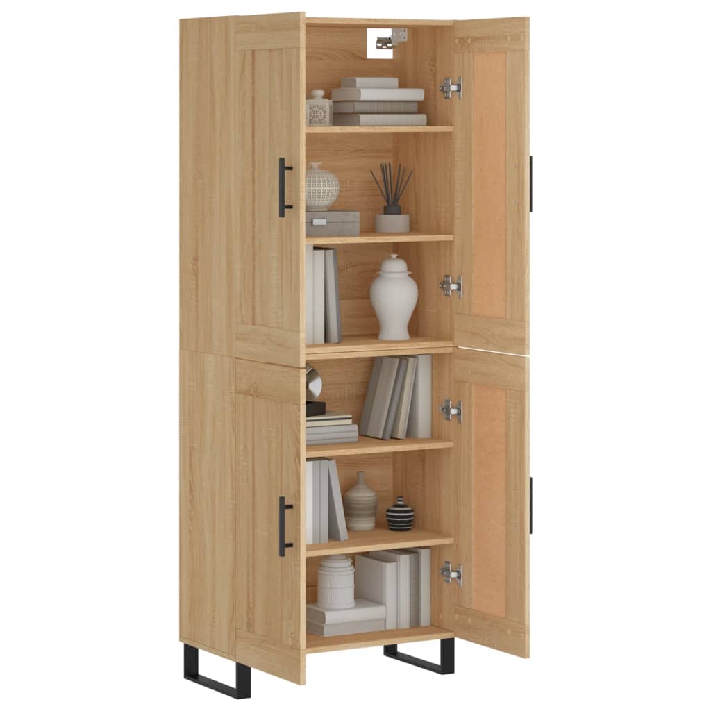 Highboard sonoma eik 69,5x34x180 cm konstruert tre