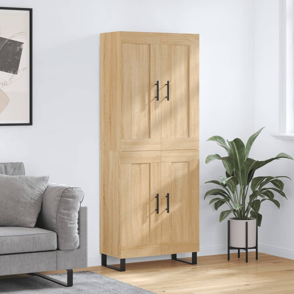 Highboard sonoma eik 69,5x34x180 cm konstruert tre