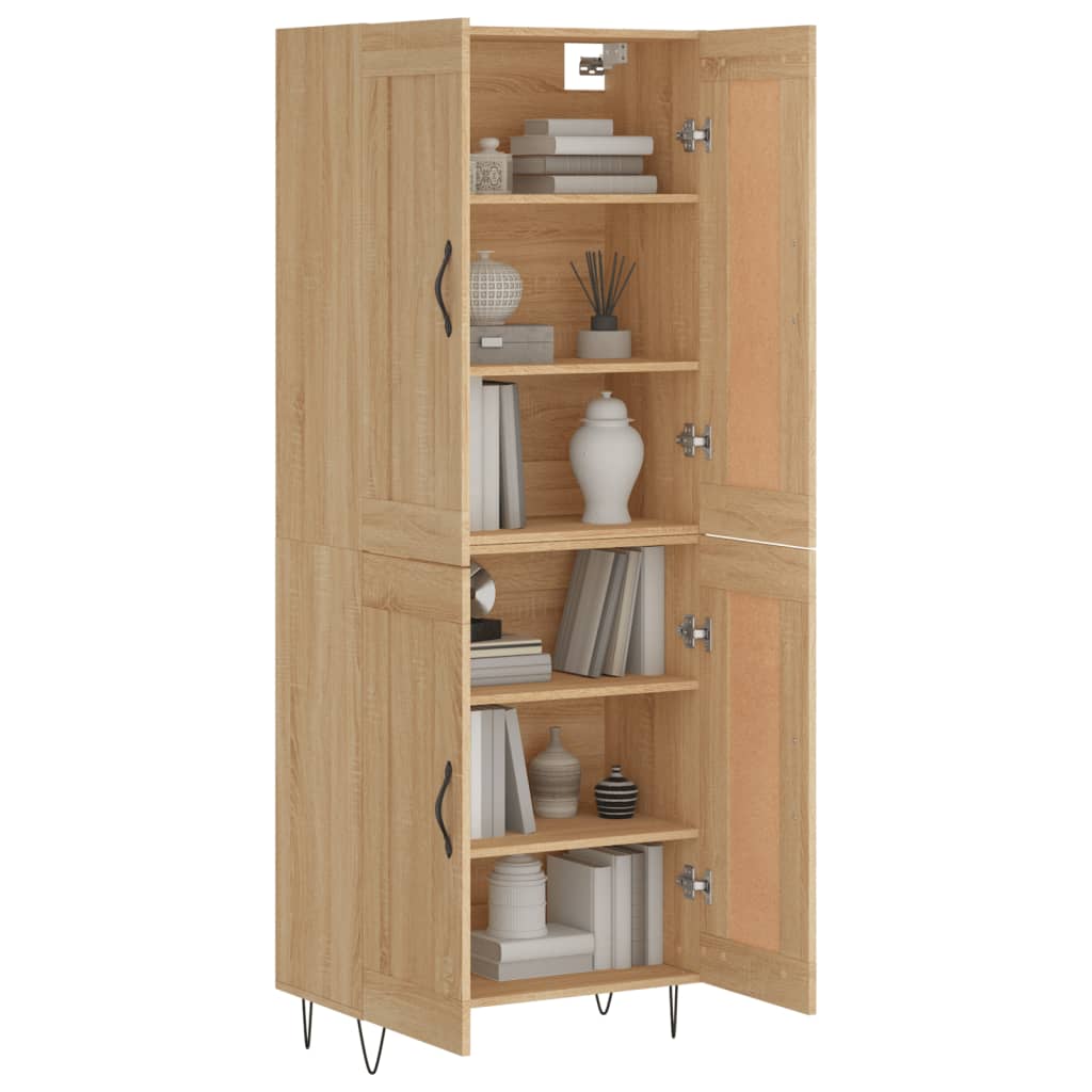 Highboard sonoma eik 69,5x34x180 cm konstruert tre