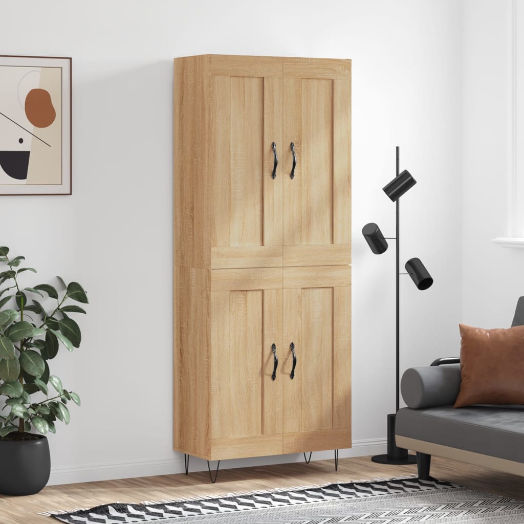 Highboard sonoma eik 69,5x34x180 cm konstruert tre