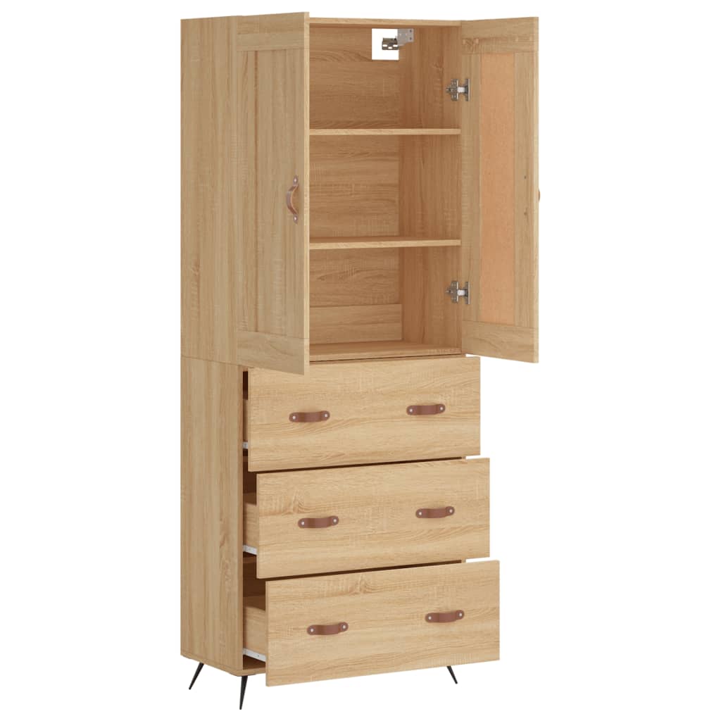 Highboard sonoma eik 69,5x34x180 cm konstruert tre