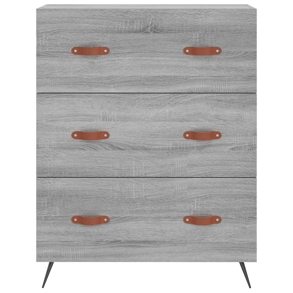 Highboard grå sonoma 69,5x34x180 cm konstruert tre