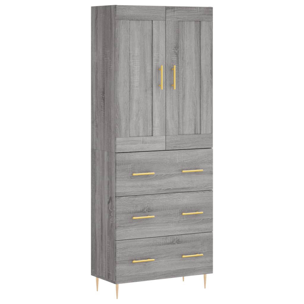Highboard grå sonoma 69,5x34x180 cm konstruert tre vidaXL