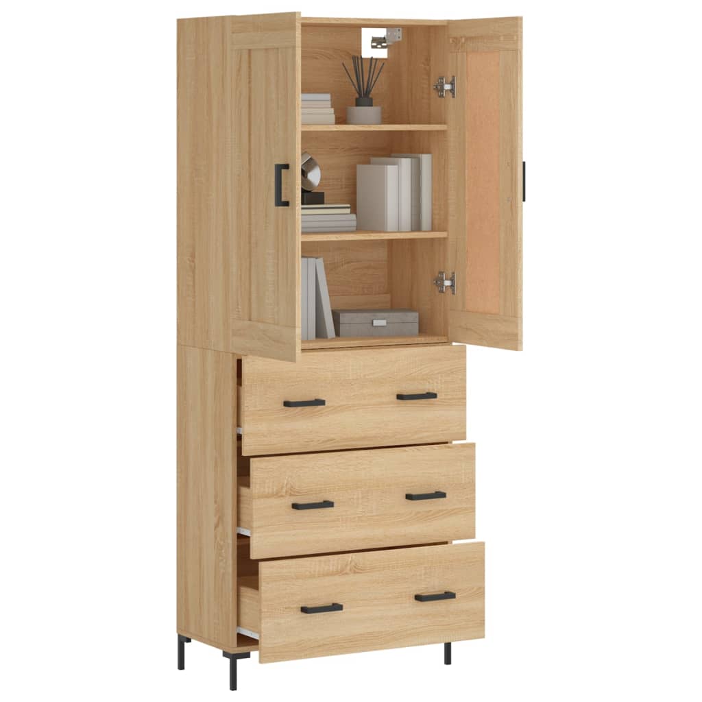 Highboard sonoma eik 69,5x34x180 cm konstruert tre