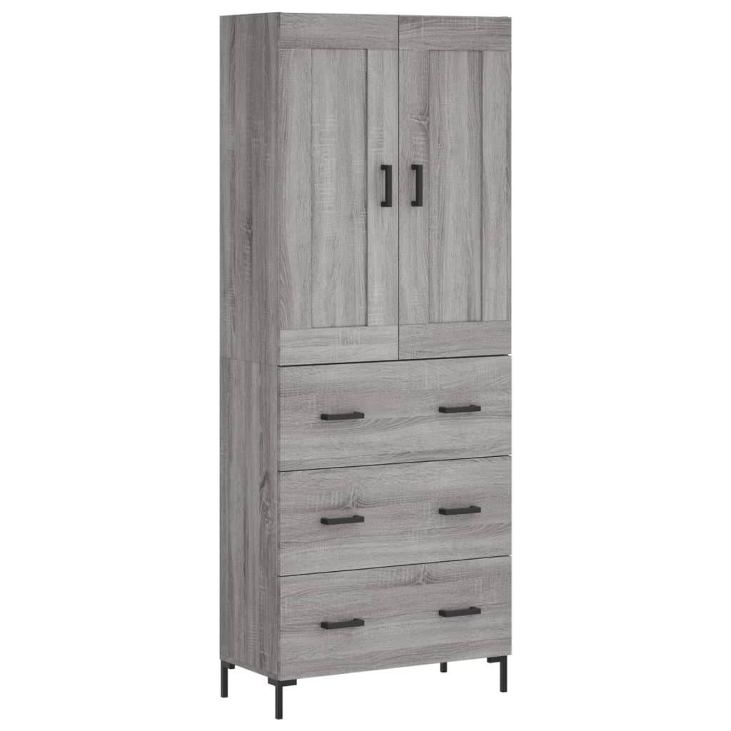Highboard grå sonoma 69,5x34x180 cm konstruert tre