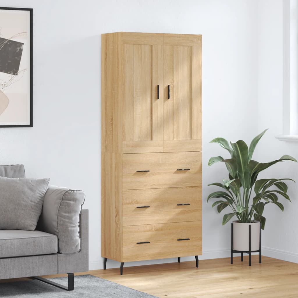 Highboard sonoma eik 69,5x34x180 cm konstruert tre