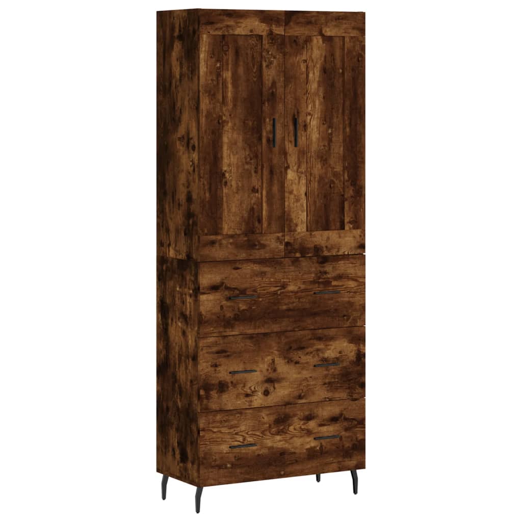 Highboard røkt eik 69,5x34x180 cm konstruert tre vidaXL