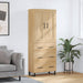 Highboard sonoma eik 69,5x34x180 cm konstruert tre