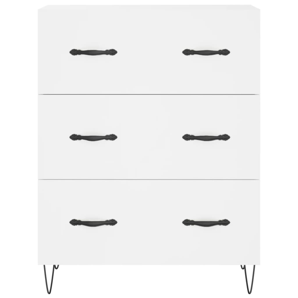 Highboard hvit 69,5x34x180 cm konstruert tre