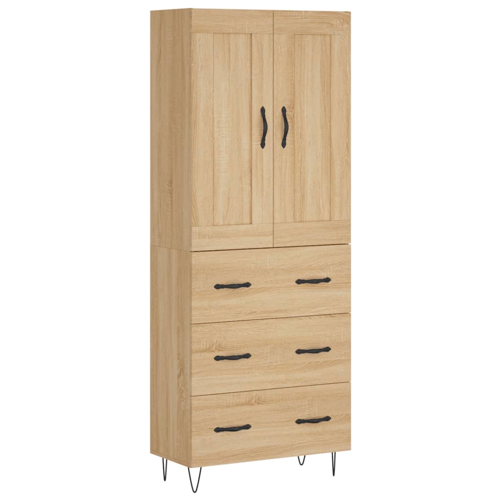 Highboard sonoma eik 69,5x34x180 cm konstruert tre