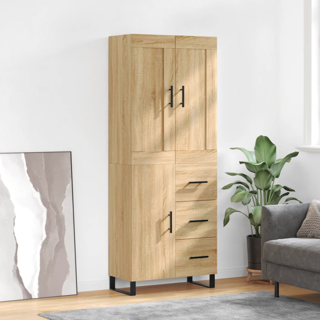 Highboard sonoma eik 69,5x34x180 cm konstruert tre