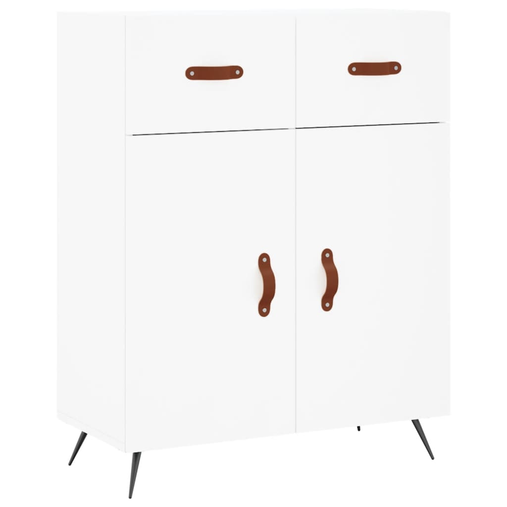 Highboard hvit 69,5x34x180 cm konstruert tre