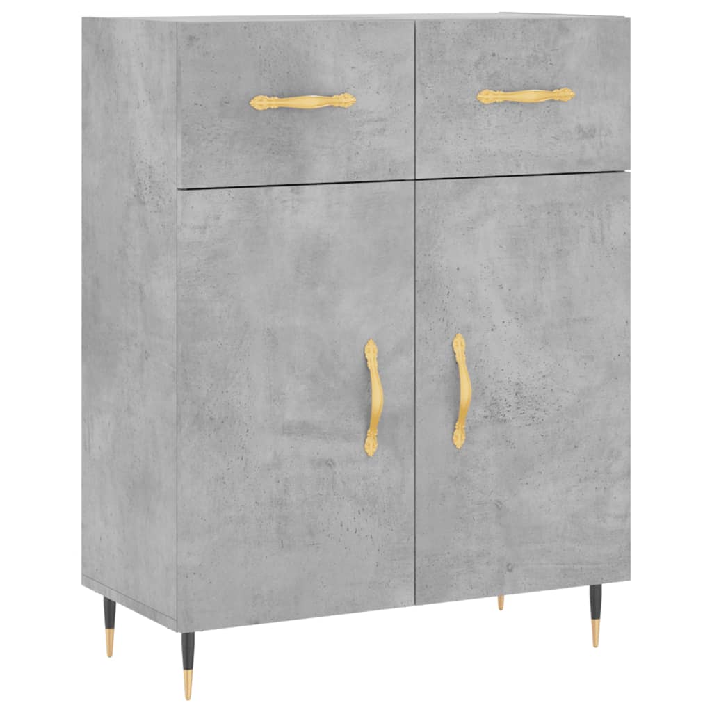 Highboard betonggrå 69,5x34x180 cm konstruert tre