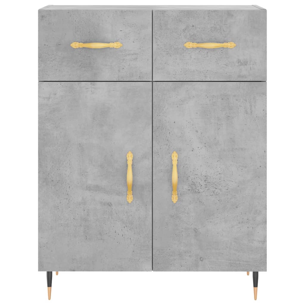 Highboard betonggrå 69,5x34x180 cm konstruert tre