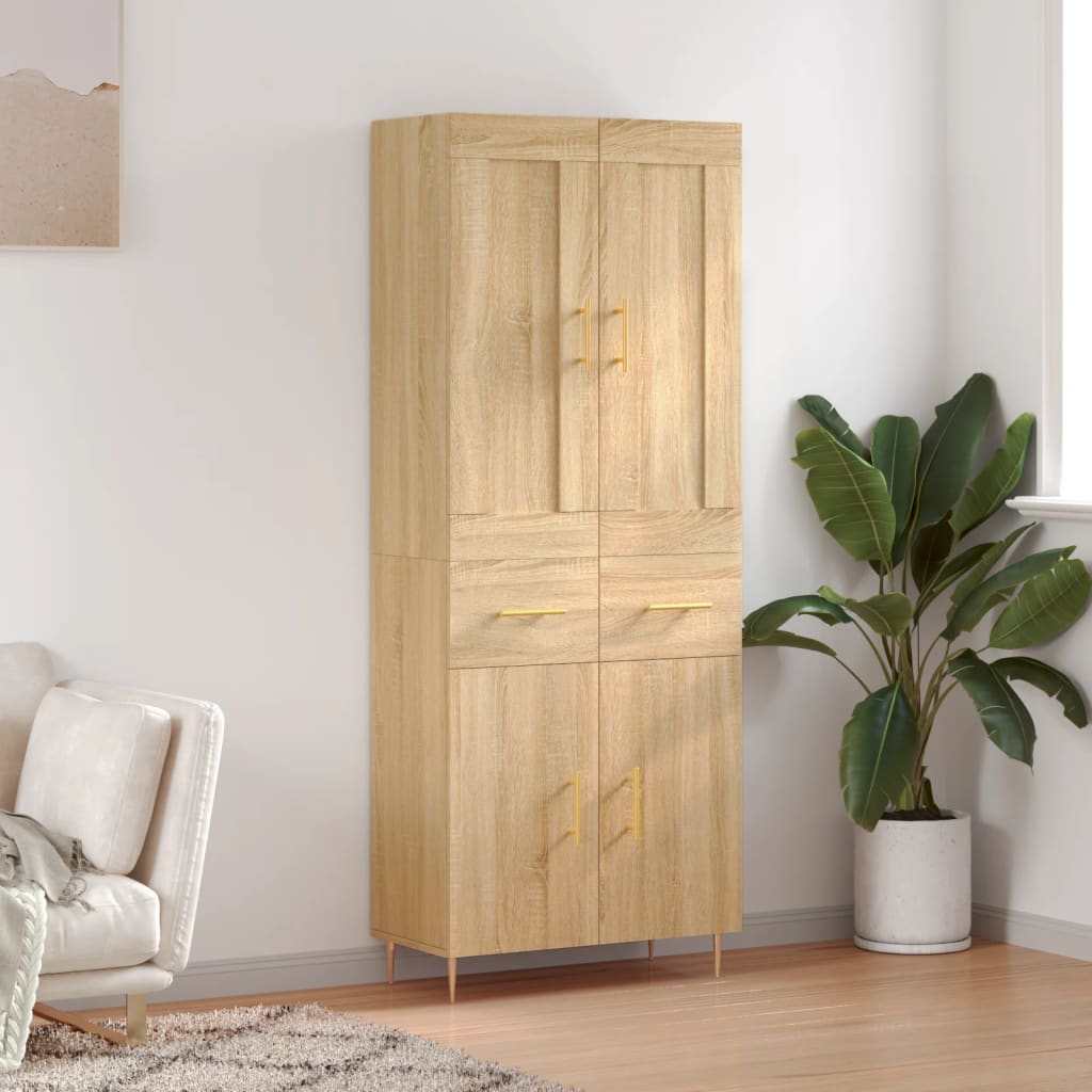 Highboard sonoma eik 69,5x34x180 cm konstruert tre