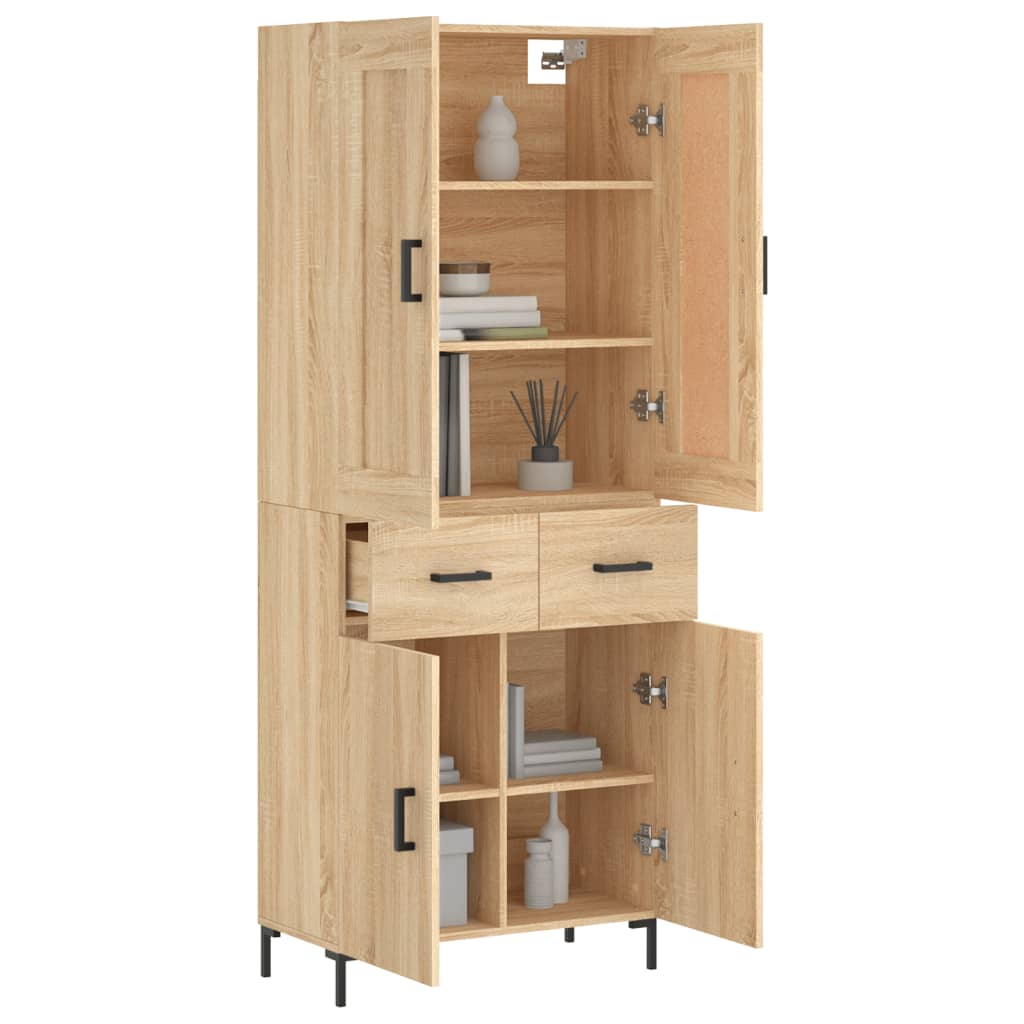 Highboard sonoma eik 69,5x34x180 cm konstruert tre