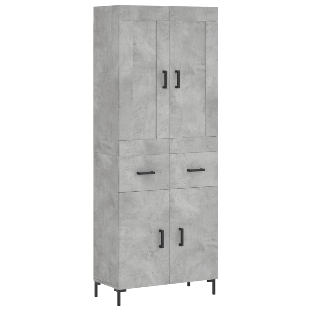 Highboard betonggrå 69,5x34x180 cm konstruert tre