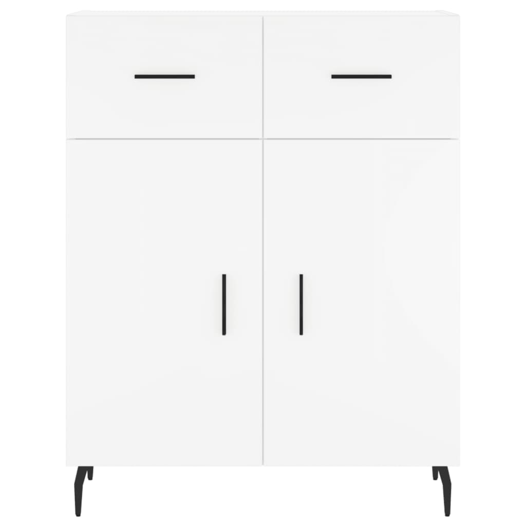 Highboard hvit 69,5x34x180 cm konstruert tre