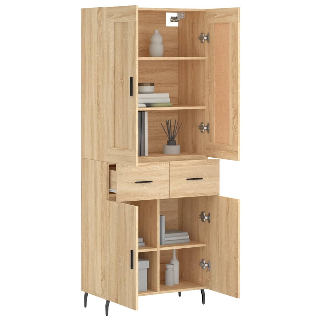 Highboard sonoma eik 69,5x34x180 cm konstruert tre